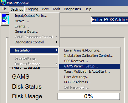 Settings, Installation, GAMS Param. Setup